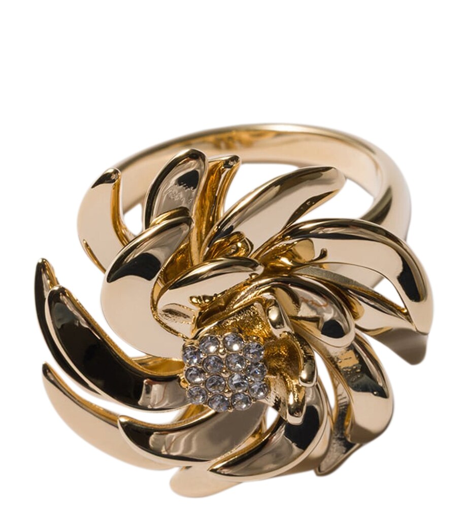 Miu Miu crystal-embellished floral ring - British product