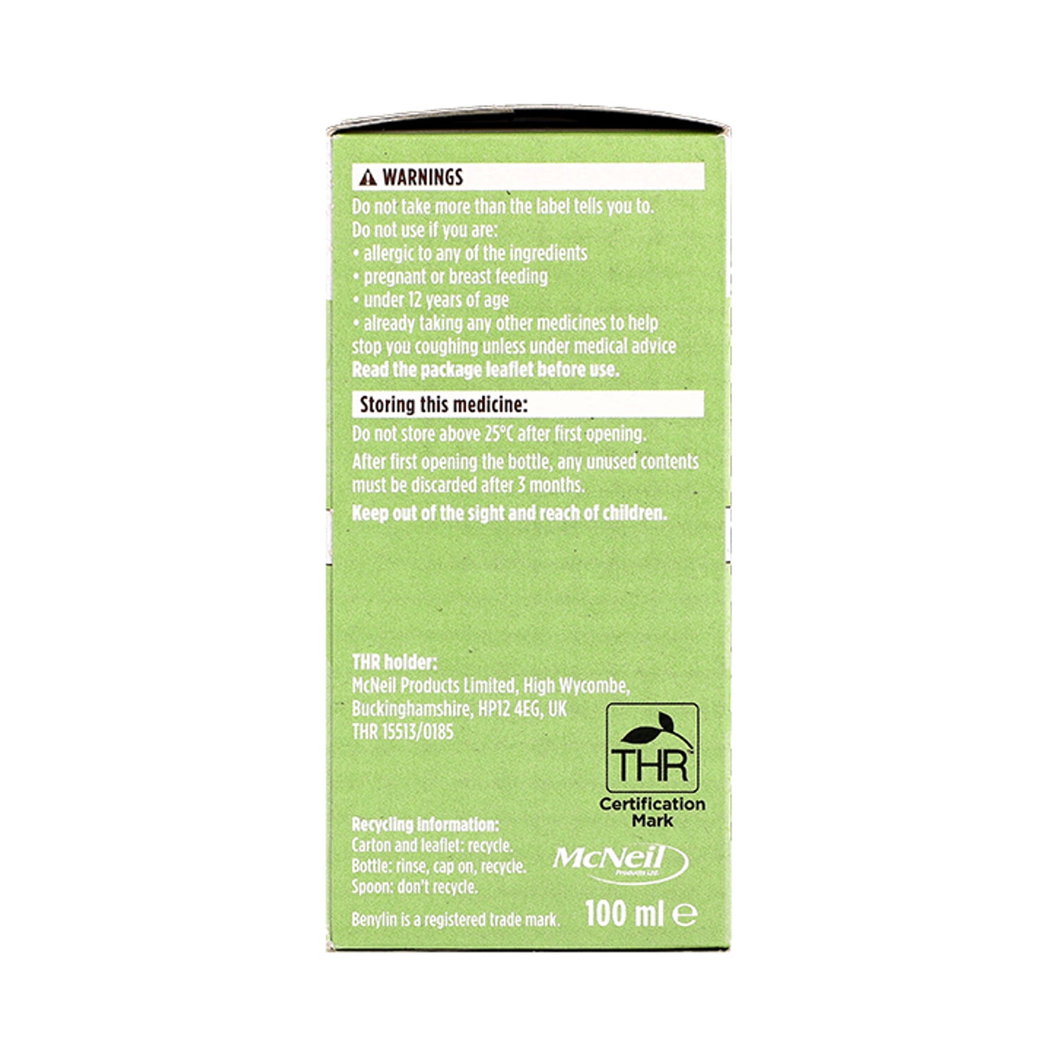 Benylin Kräuterhustensirup zuckerfrei 100ml - Britisches Produkt