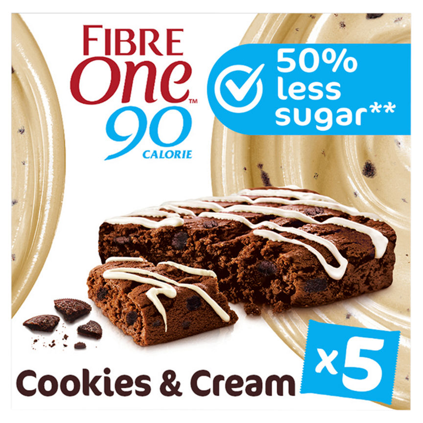 Fibre One 90 Calorie Cookies & Cream Drizzle Squares Biscuits, Crackers & Bread ASDA   