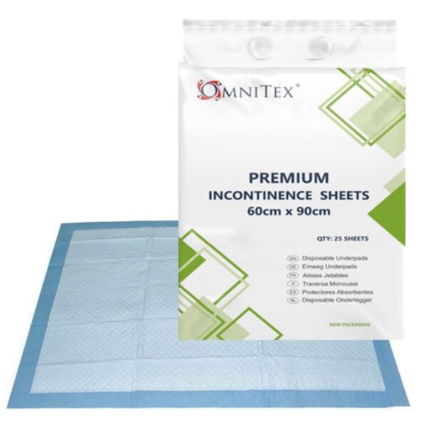 Omnitex 60x90cm Disposable Incontinence Bed Pads 1400ml 25x