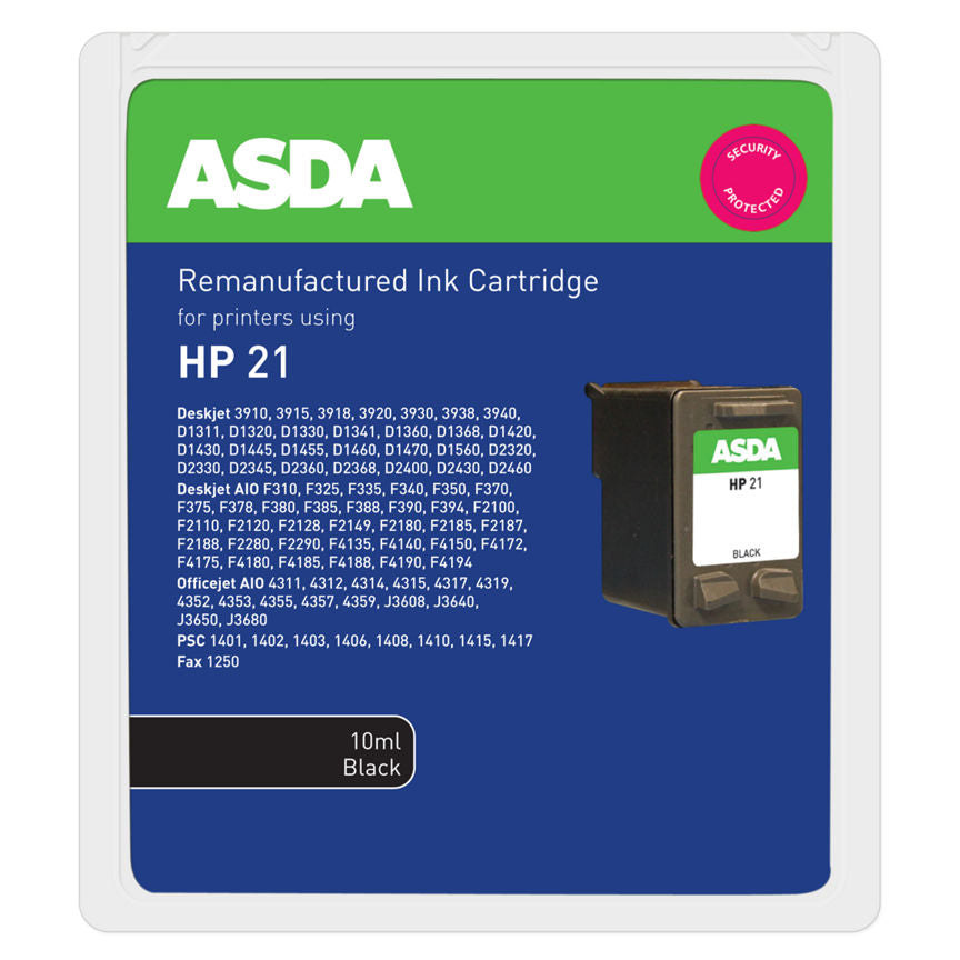 ASDA HP No21 Black Ink Cartridge General Household ASDA   