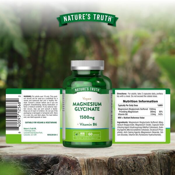 Nature's Truth Magnesium Bisglycinate 1500mg 60 tablets, UK version
