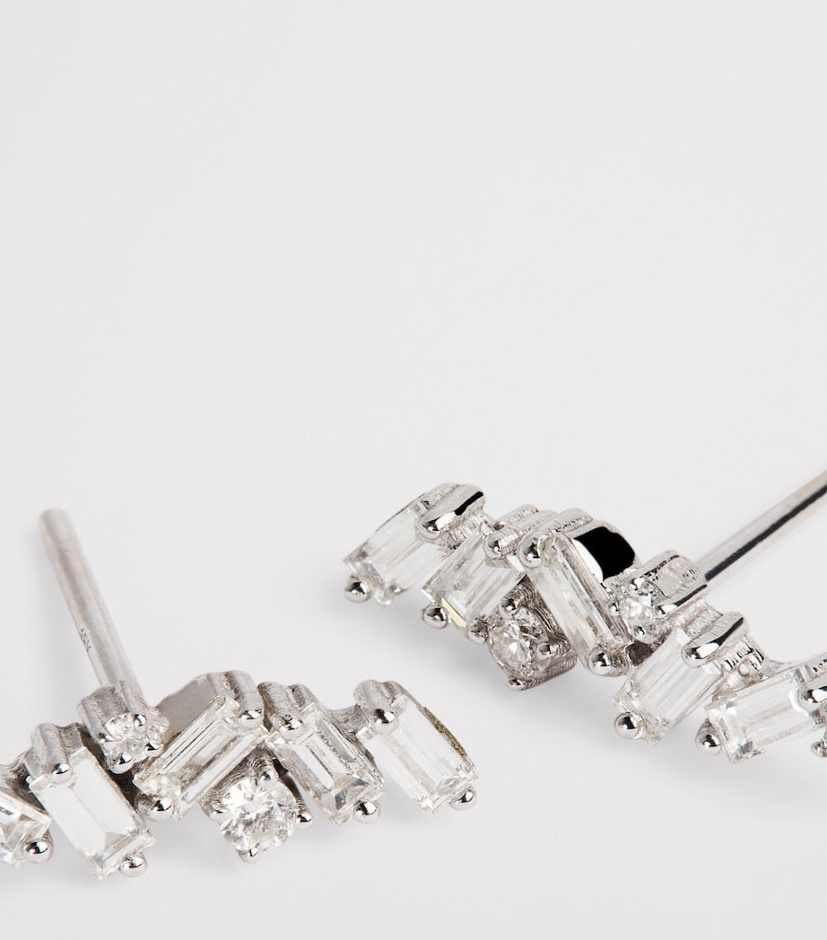 Suzanne Kalan white gold diamond Frenzy stud earrings (British brand)