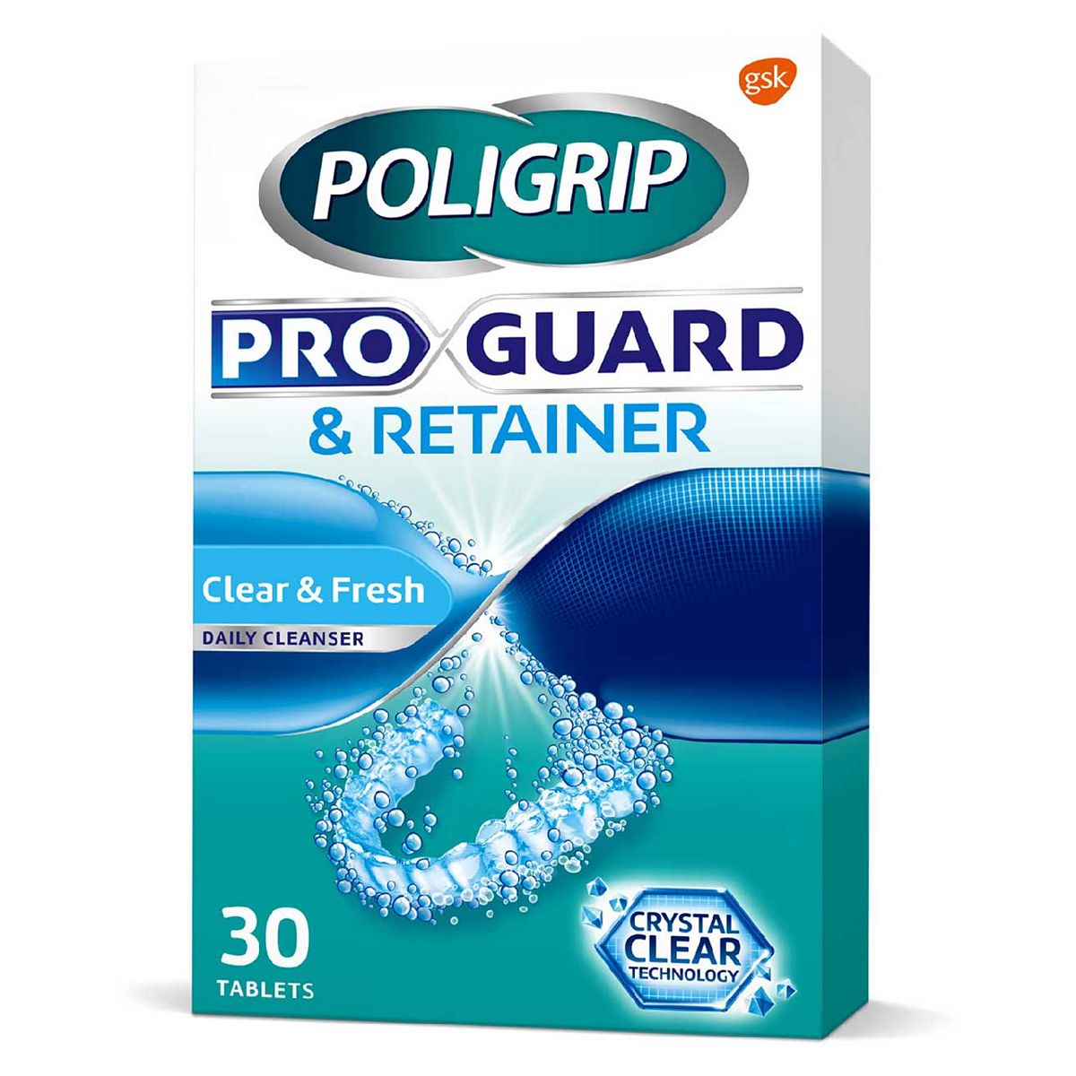 Poligrip Pro Guard & Retainer Clear & Fresh Daily Cleanser - 30 Tablets GOODS Boots   