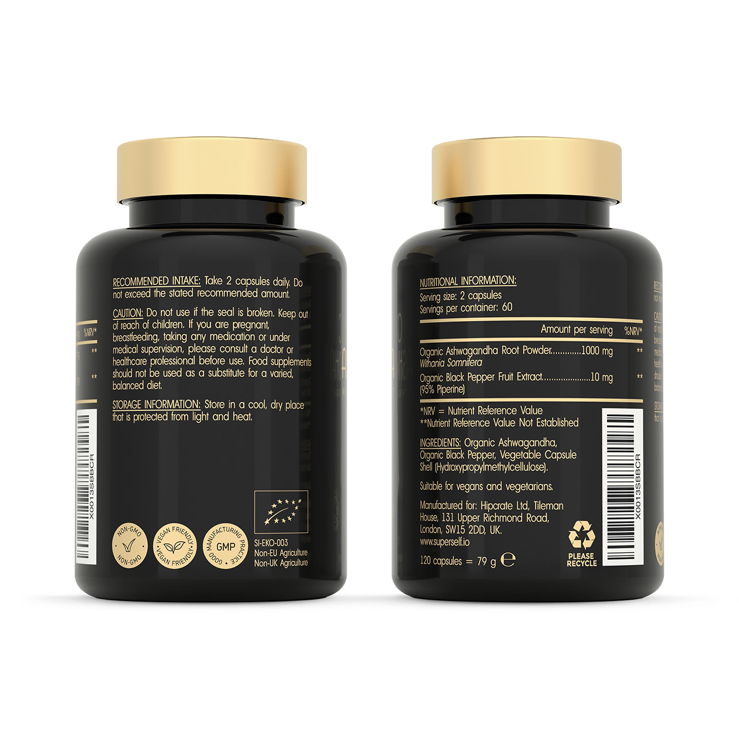SuperSelf Organic Ashwagandha 1000mg capsules - British product