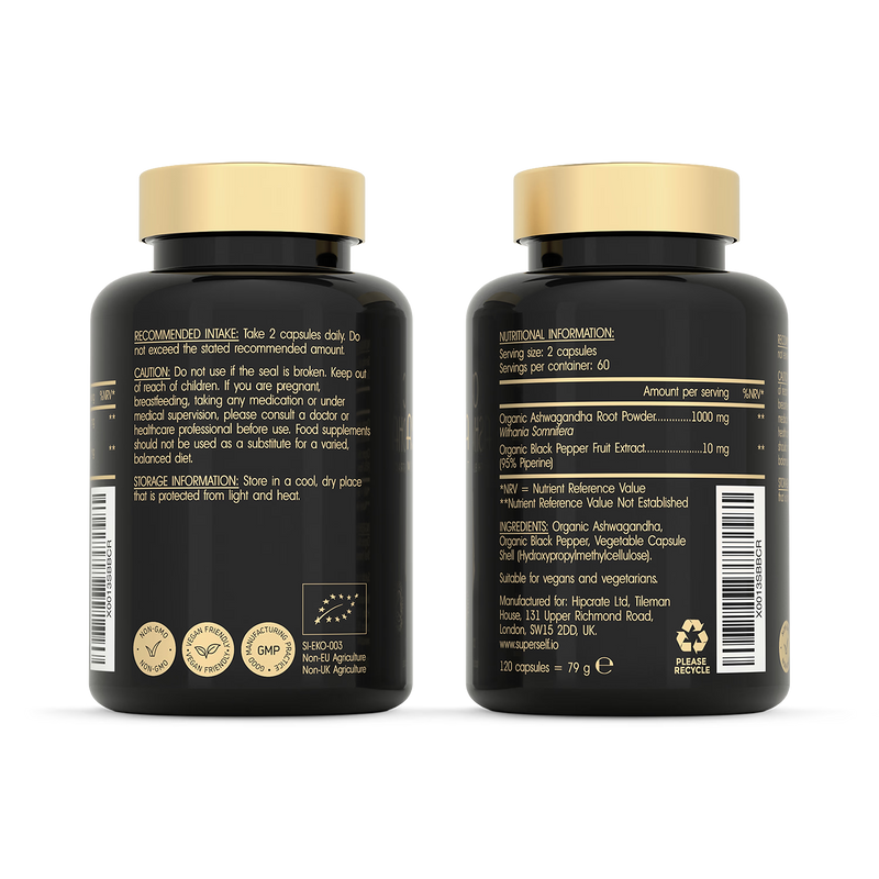 SuperSelf Organic Ashwagandha 1000mg capsules - British product