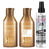 REDKEN All Soft Shampoo, Conditioner and One United Leave In Conditioner Bundle for Dry Hair GOODS Boots   