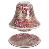 Red gold crackle candle shade and tray set - British product