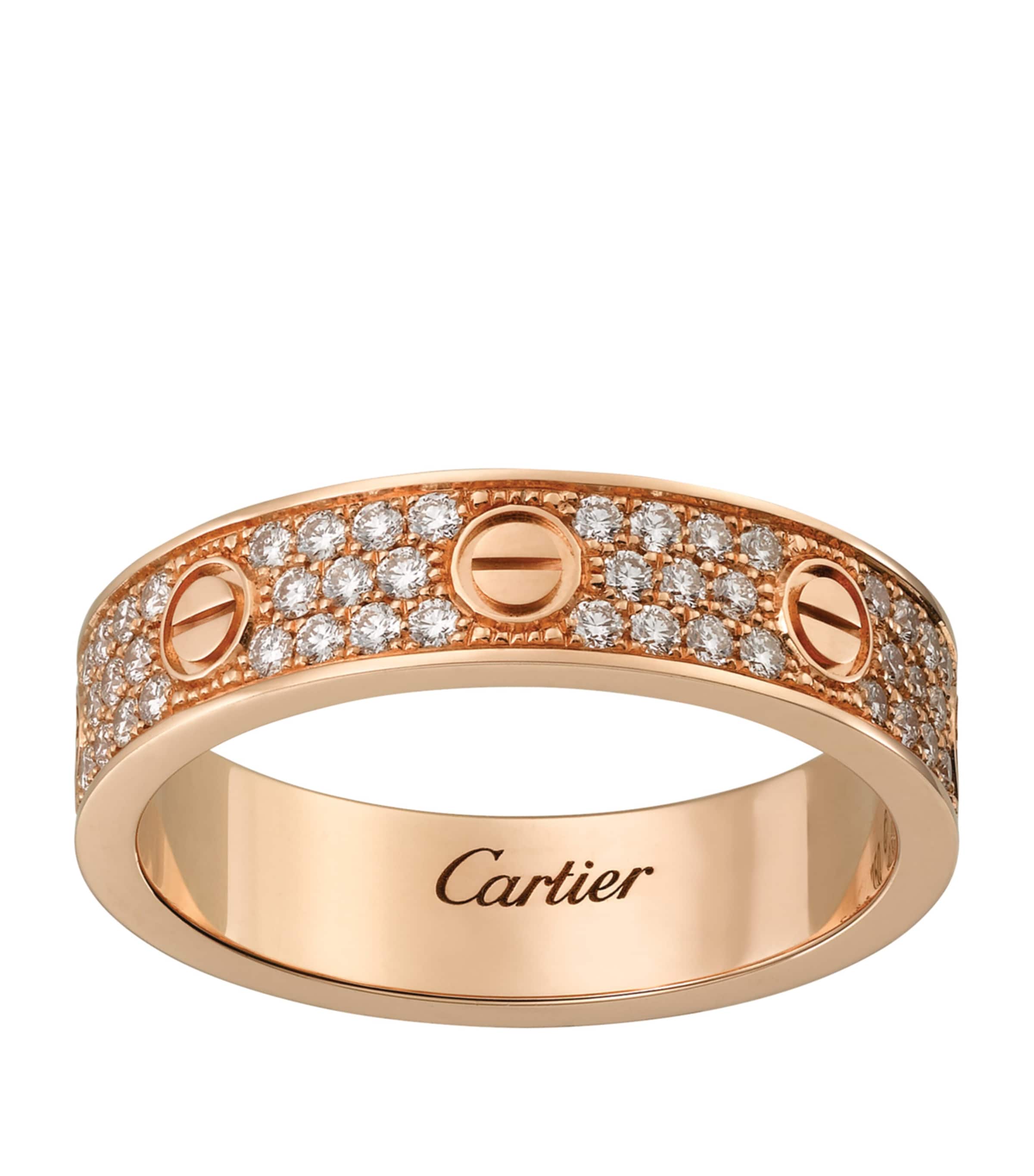 Cartier LOVE wedding band rose gold diamond pave (British brand)