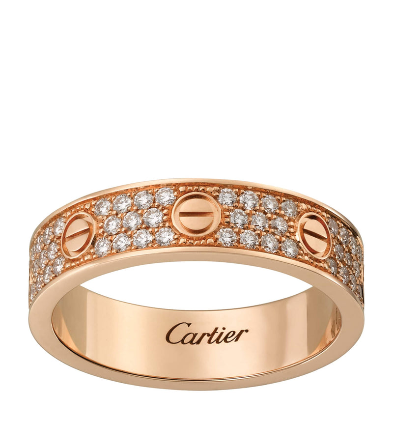 Cartier LOVE wedding band rose gold diamond pave (British brand)