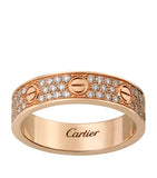 Cartier LOVE wedding band rose gold diamond pave (British brand)
