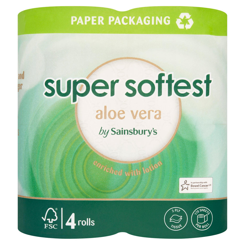 Sainsbury's Super Soft Toilet Tissue, Aloe Vera x4 Rolls