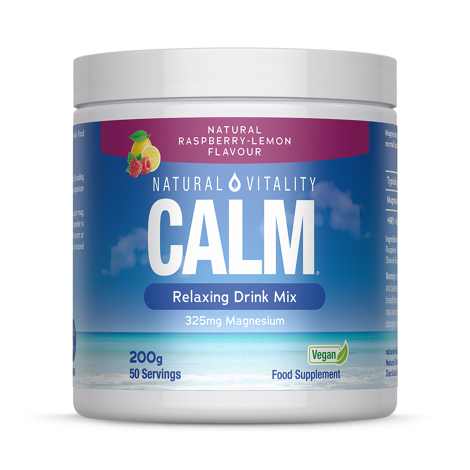 Natural Vitality Calm raspberry lemon drink mix 200g, imported from the UK