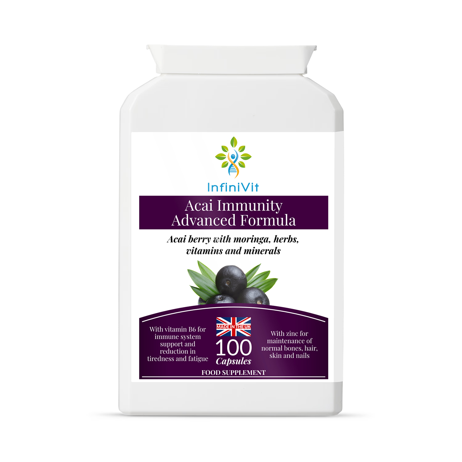 InfiniVit acai immunity supplement 100 capsules, UK version