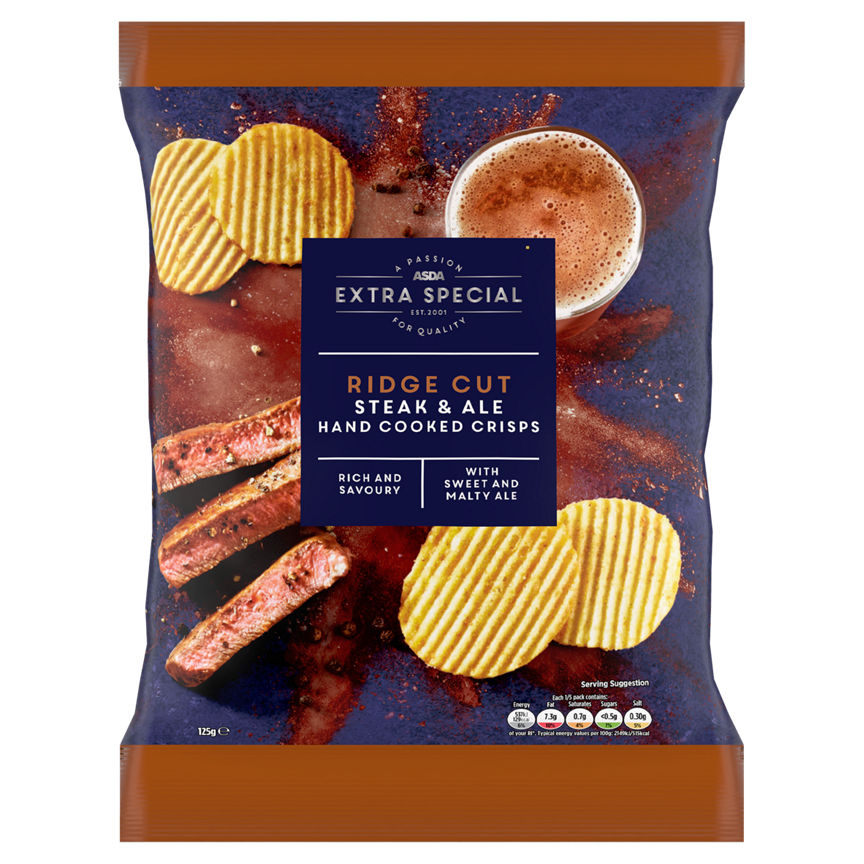 ASDA Extra Special Ridge Cut Steak & Ale Hand Cooked Crisps 125g GOODS ASDA   