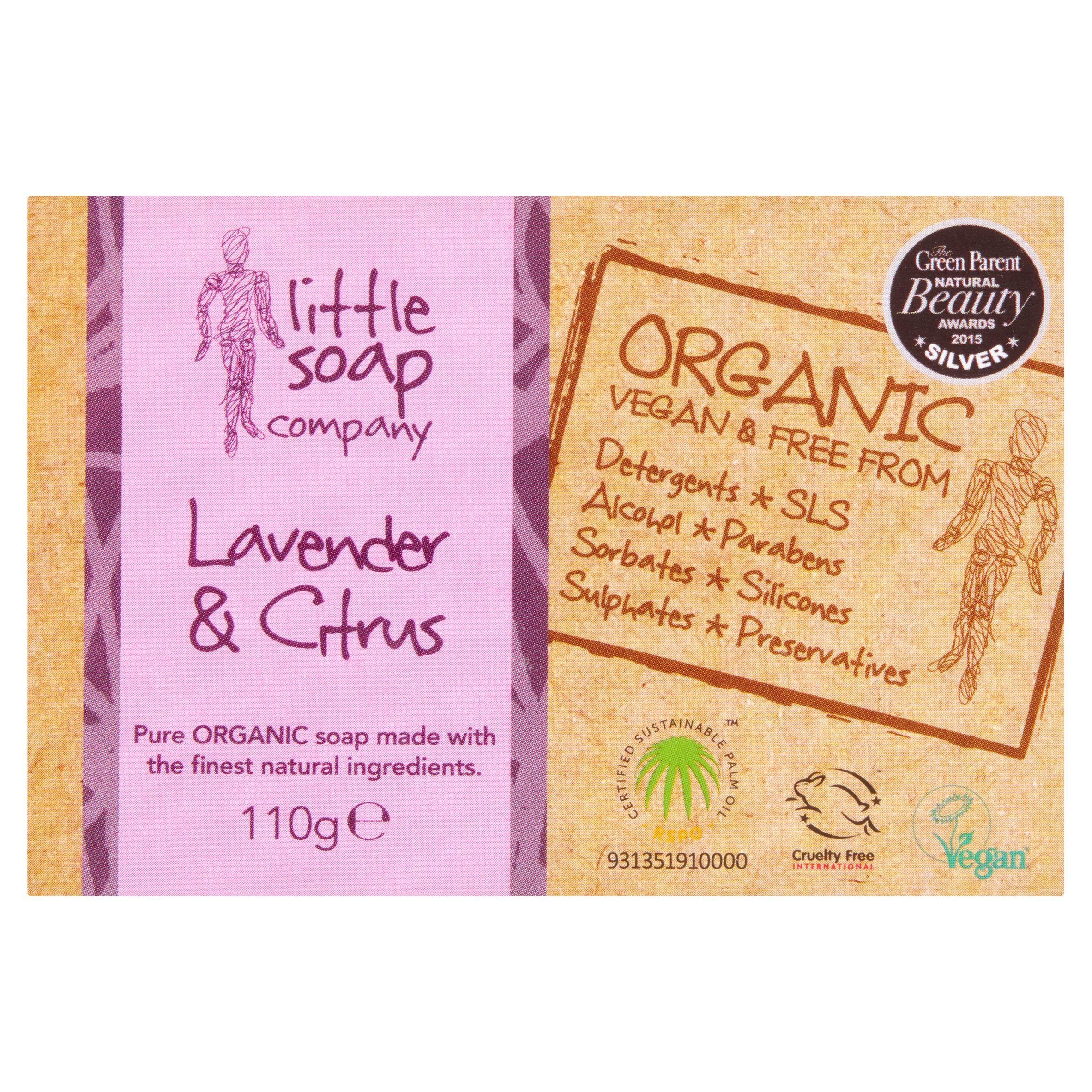 Little Soap Company Organic Bar Soap, English Lavender & Citrus 110g Bar soap Sainsburys   