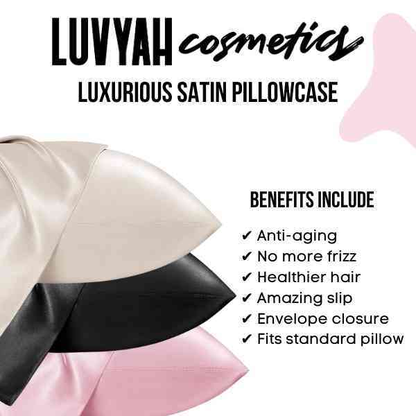 LUVYAH Cosmetics Satin Pillowcase For Hair & Skin - Black