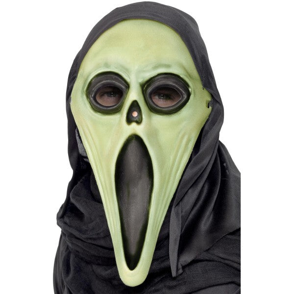 Smiffys glow in the dark screamer mask with hood, imported from the UK