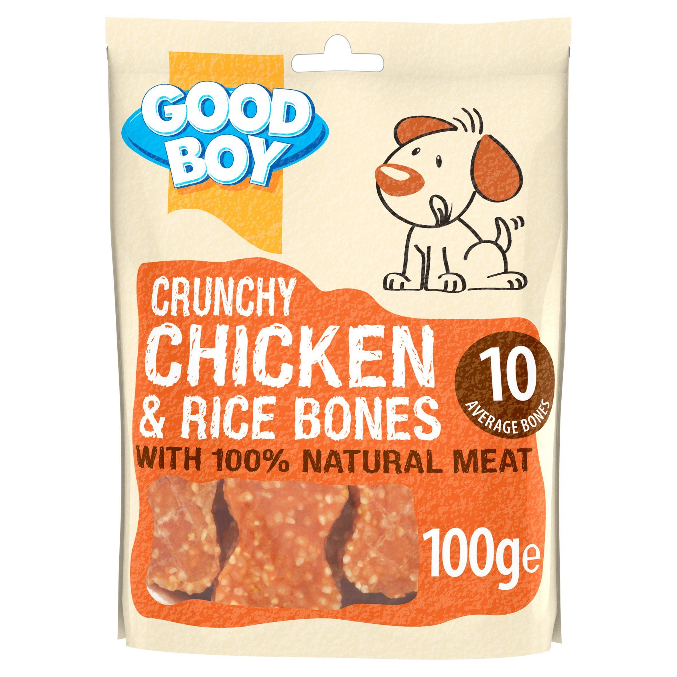 Good Boy Pawsley & Co Crunchy Chicken & Rice Bones Dog Treats 100g Dog and Puppy Treats Sainsburys   