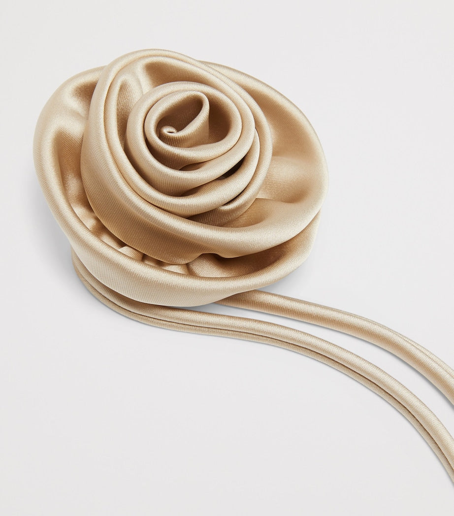 Max Mara satin flower brooch with rose motif (British brand)