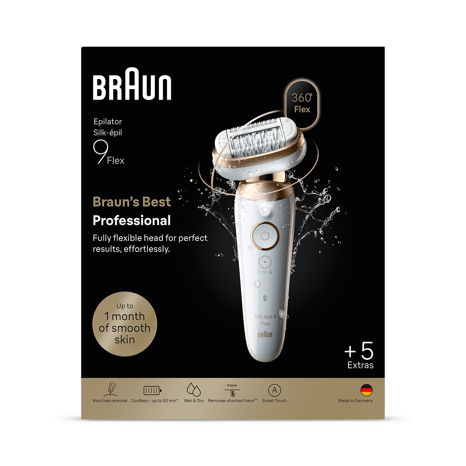 Braun Silk·épil 9 Flex gold epilator - British product