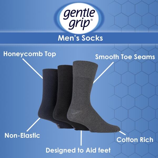 Gentle Grip men's honeycomb top socks - British product
