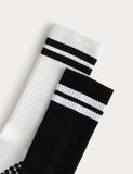 Goodmove cotton stripe yoga socks 2pk with gripper soles, UK version