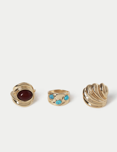 M&S 3 Pack Bright Stone Rings- Buy online at McGrocer