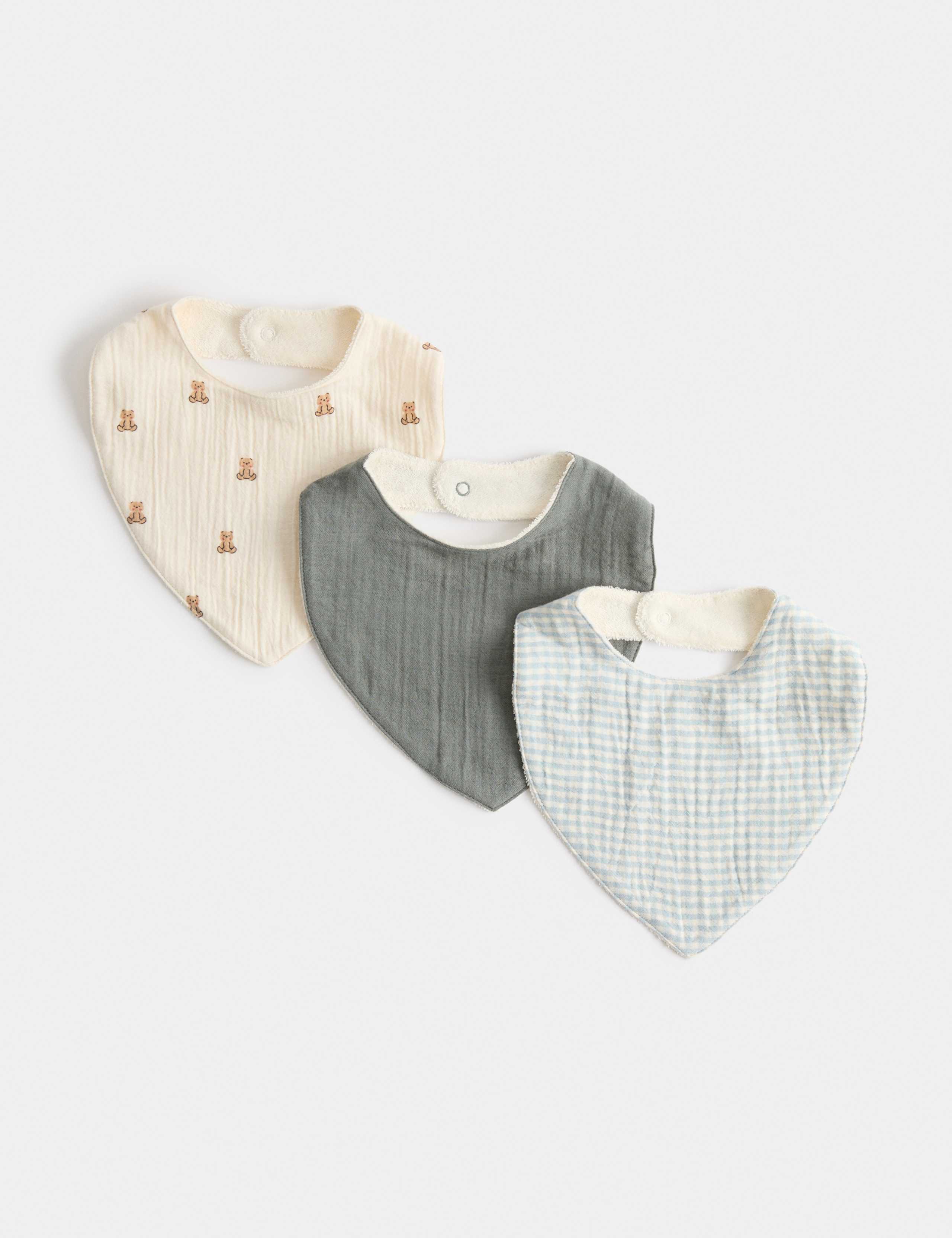Cotton rich dribble bibs 3-pack - British product