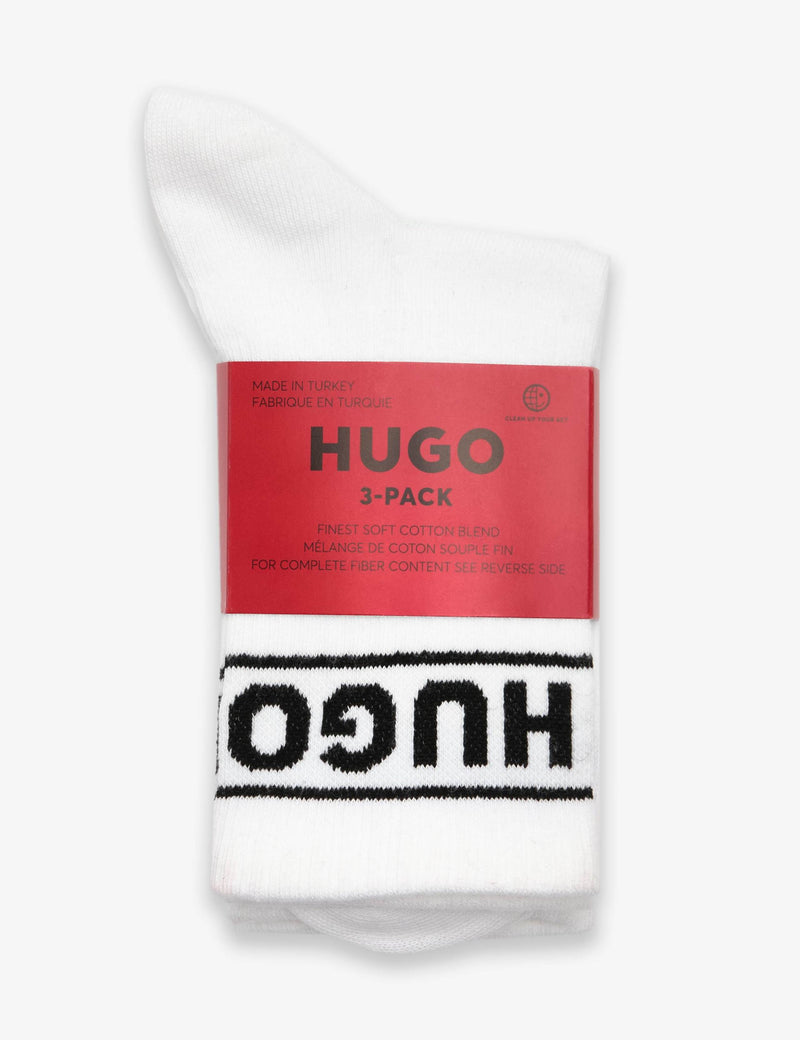 HUGO cotton rich ribbed ankle socks 3 pack, imported from the UK