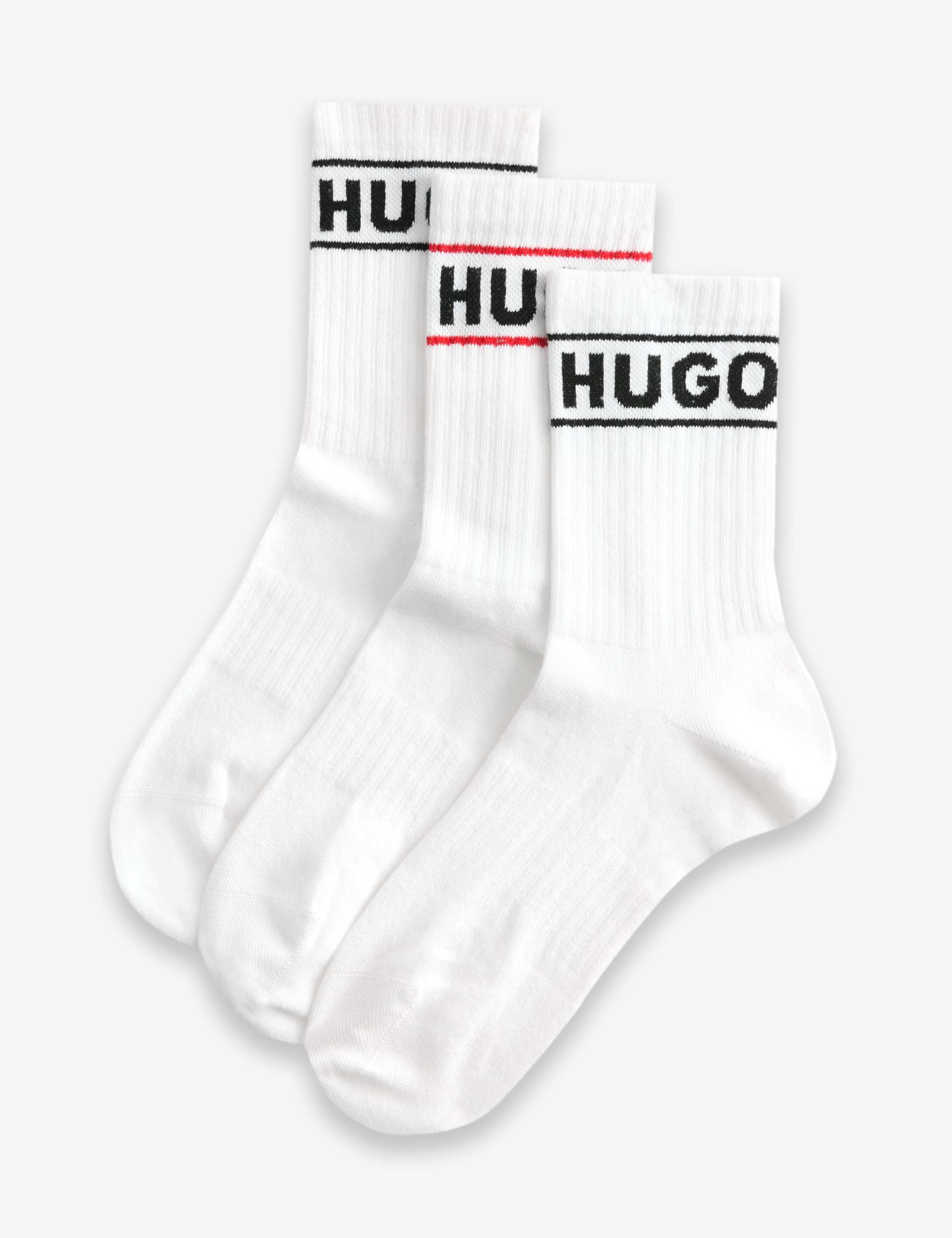 HUGO cotton rich ribbed ankle socks 3 pack, imported from the UK