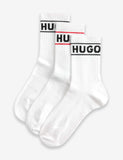 HUGO cotton rich ribbed ankle socks 3 pack, imported from the UK