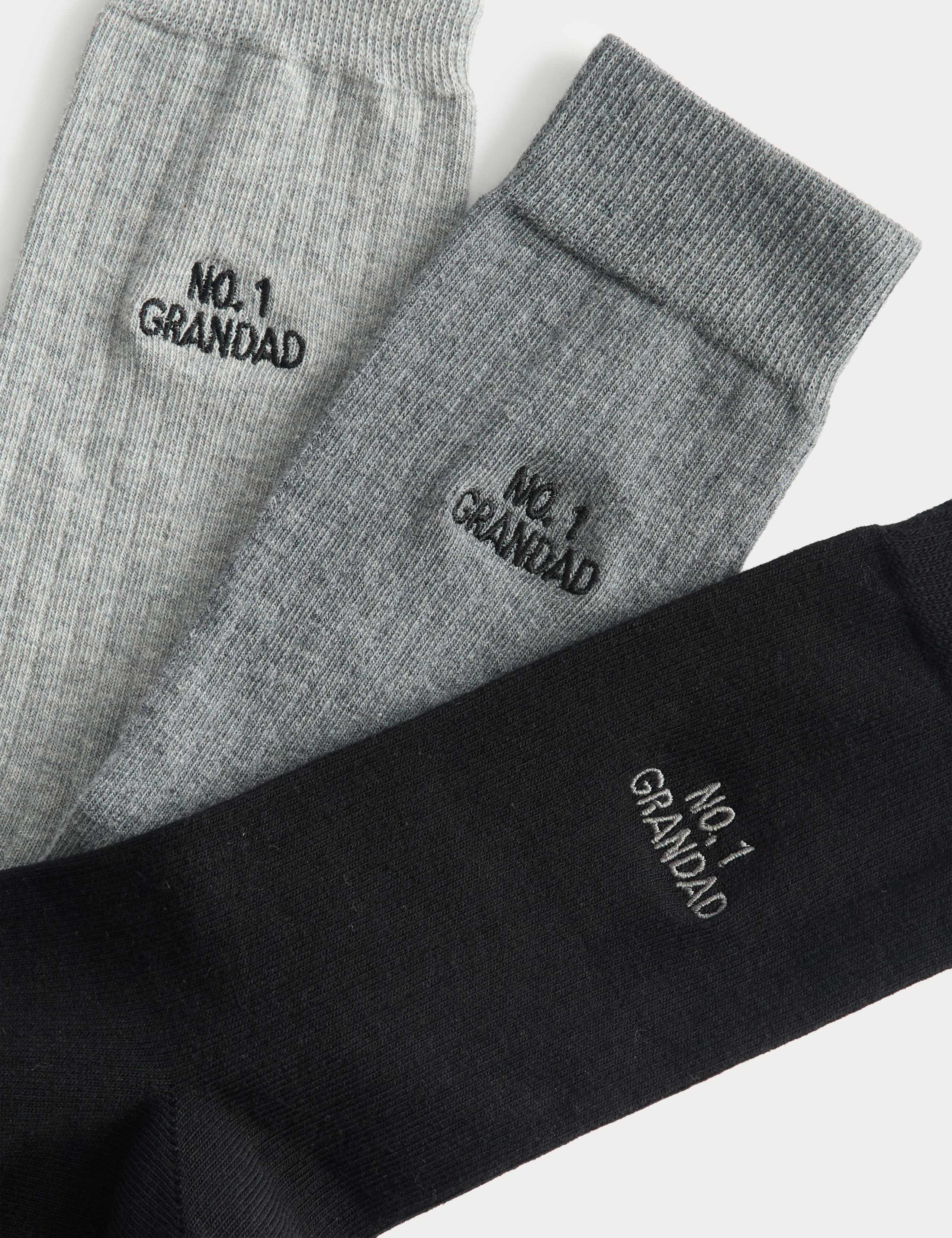 M&S No.1 Grandad Socks 3 Pack Cotton Rich - British product
