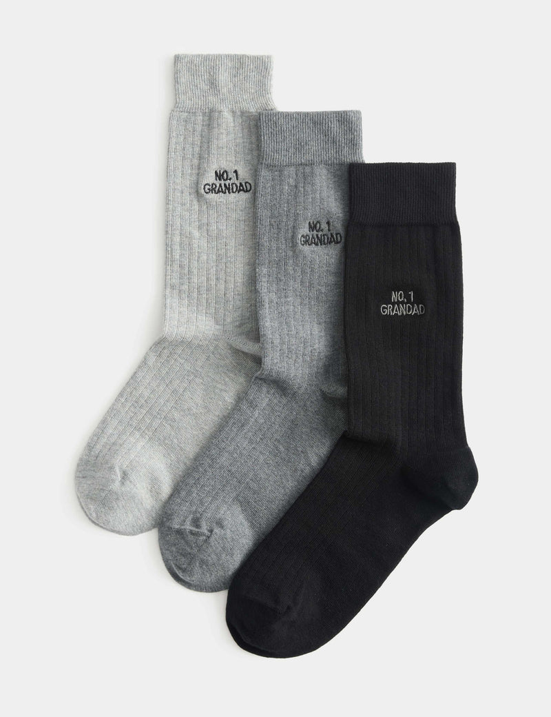 M&S No.1 Grandad Socks 3 Pack Cotton Rich - British product