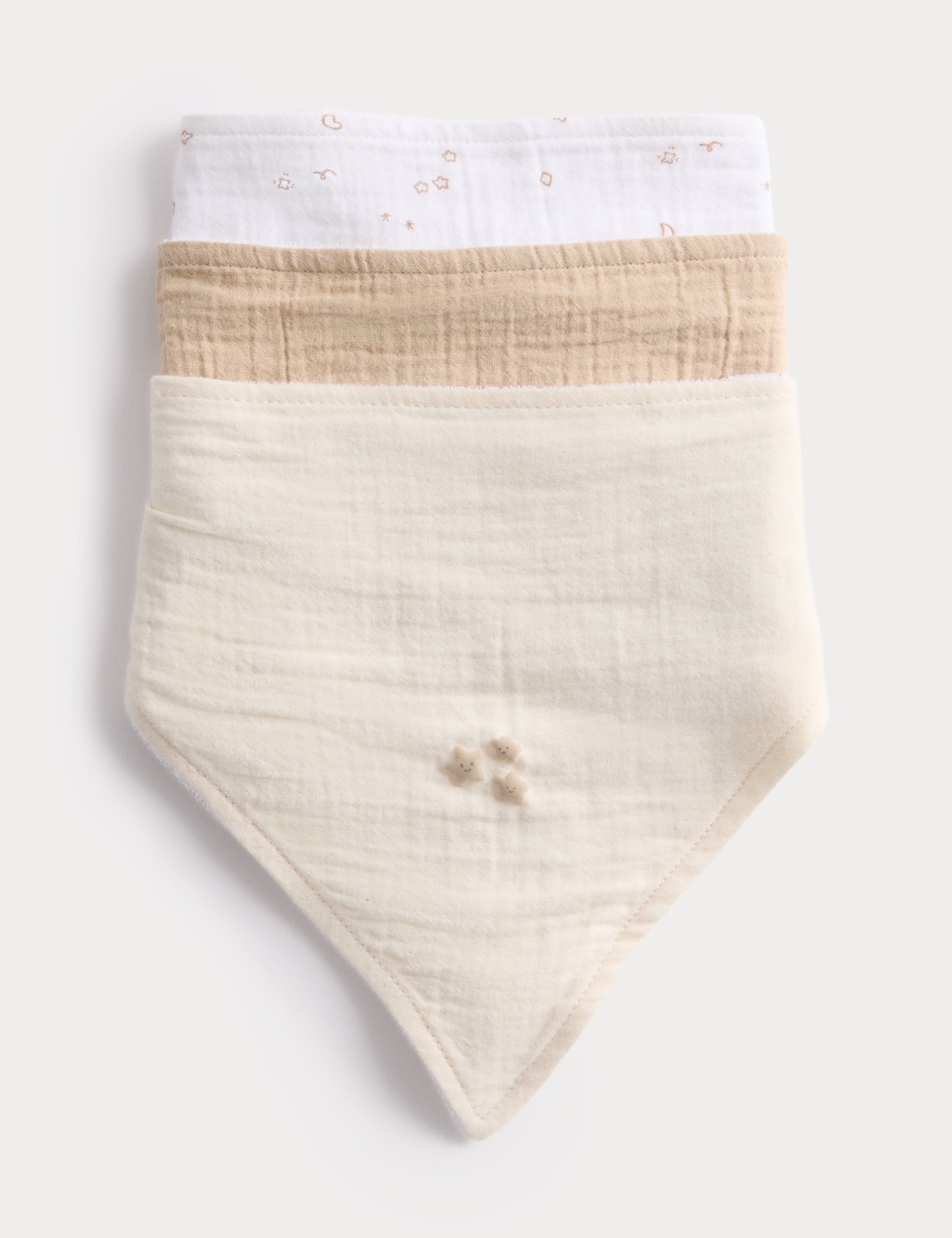 Absorbent cotton rich patterned baby bibs 3 pack, imported from the UK