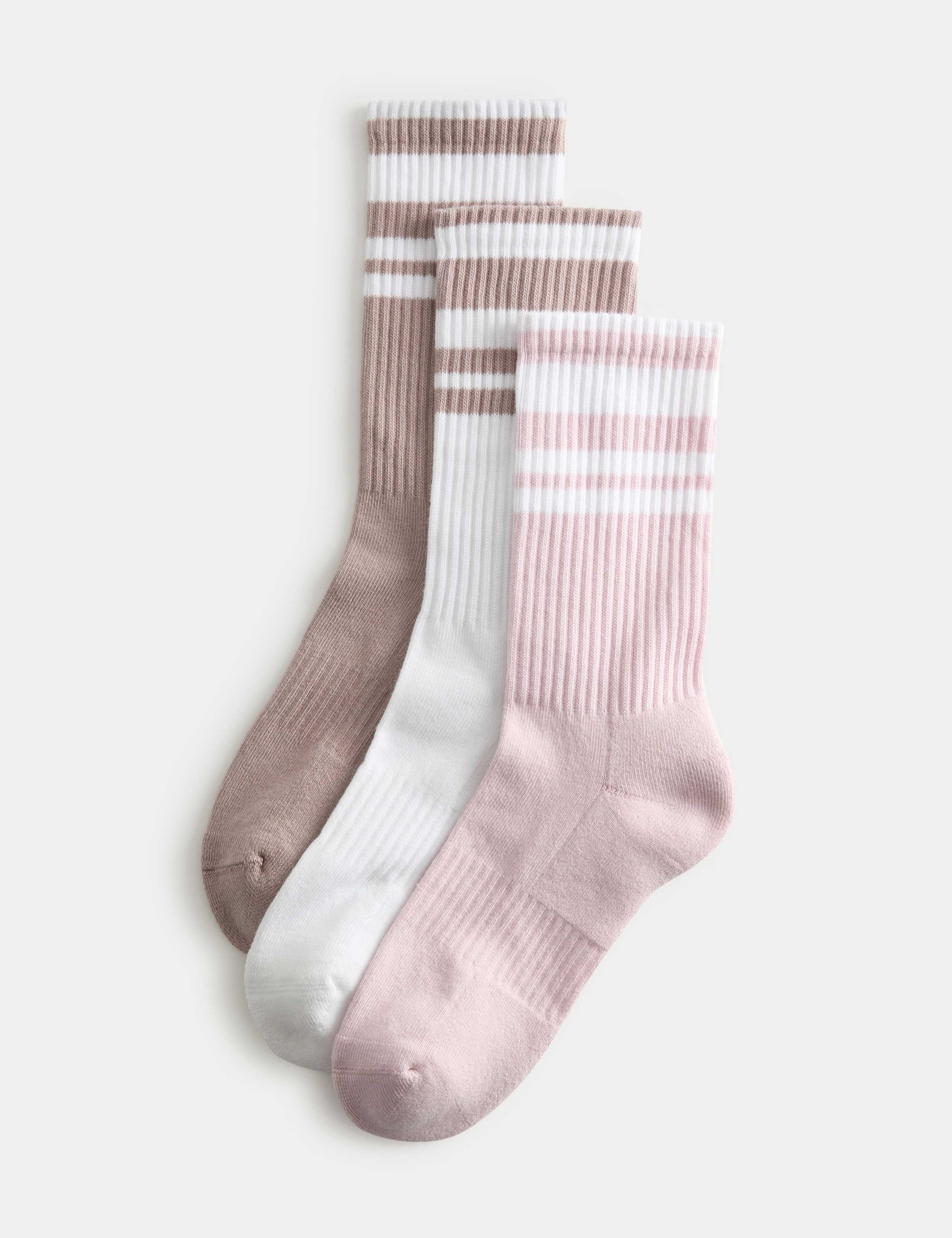 Goodmove cotton rich striped crew socks 3 pack - British product