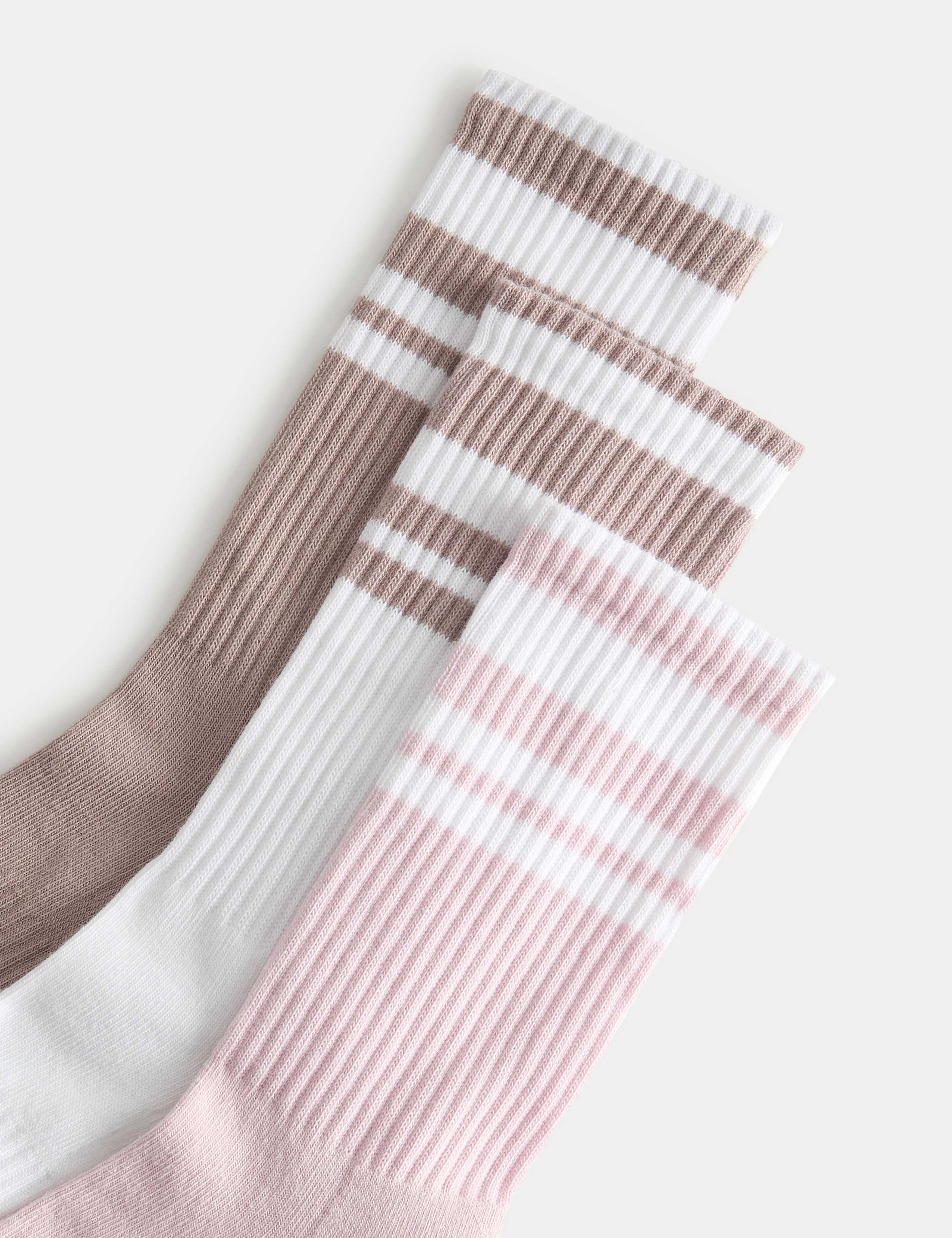 Goodmove cotton rich striped crew socks 3 pack - British product