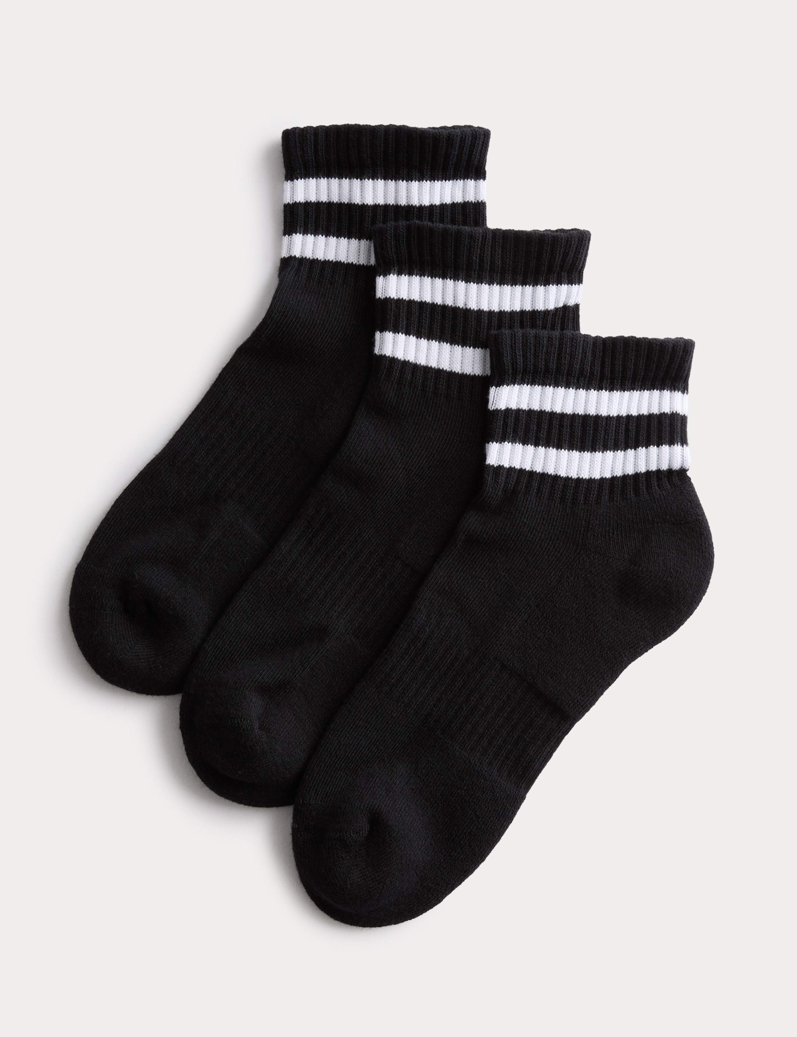 Goodmove cotton rich striped quarter socks 3 pack, imported from the UK