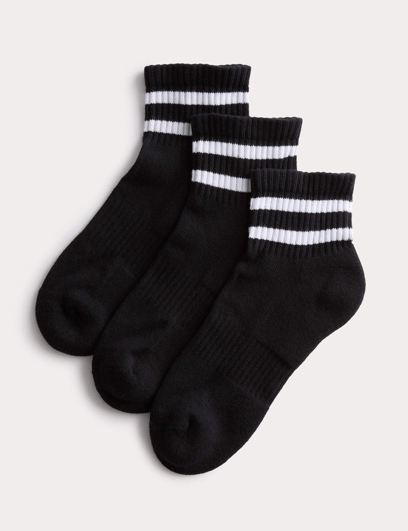 Goodmove cotton rich striped quarter socks 3 pack, imported from the UK