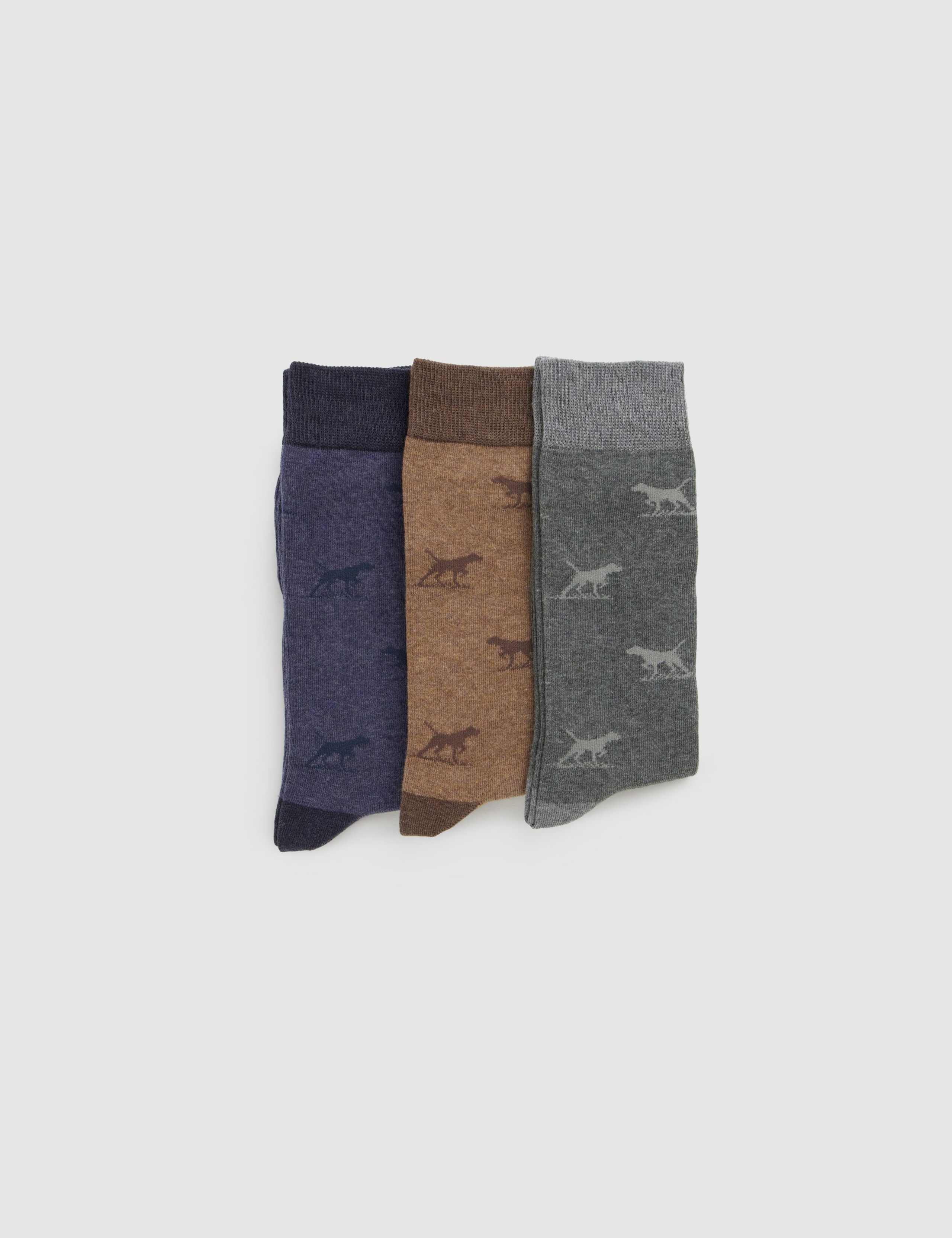 Rodd & Gunn dog pattern socks 3 pack, imported from the UK