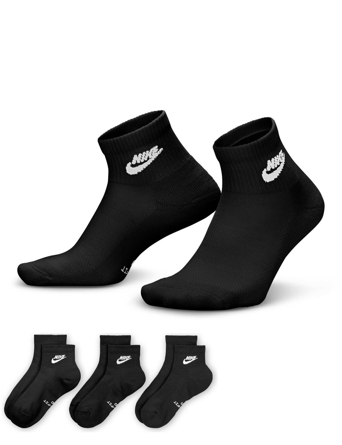 Nike everyday ankle socks 3-pack cotton rich, imported from the UK