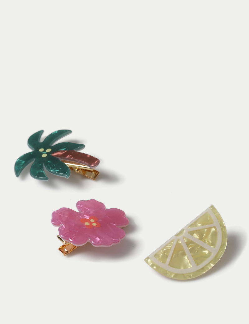 3 pack hair clips with acrylic and metal, British brand