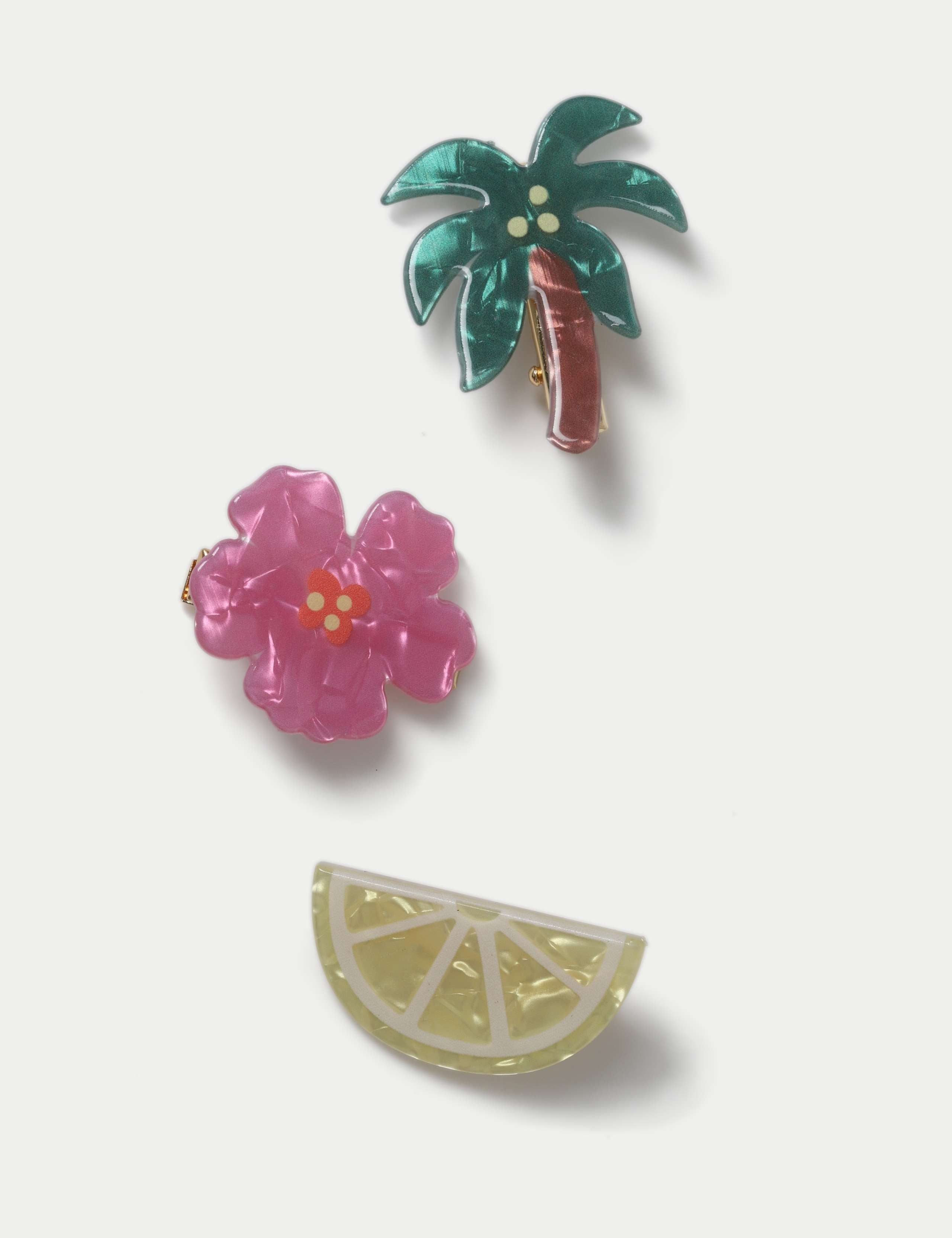 3 pack hair clips with acrylic and metal, British brand