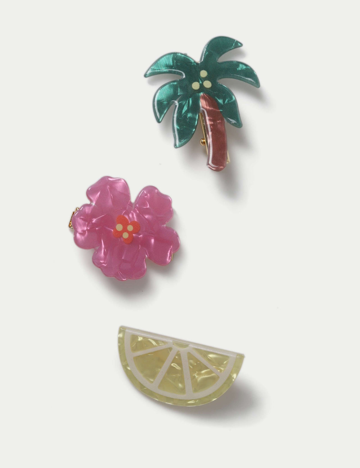 3 pack hair clips with acrylic and metal, British brand