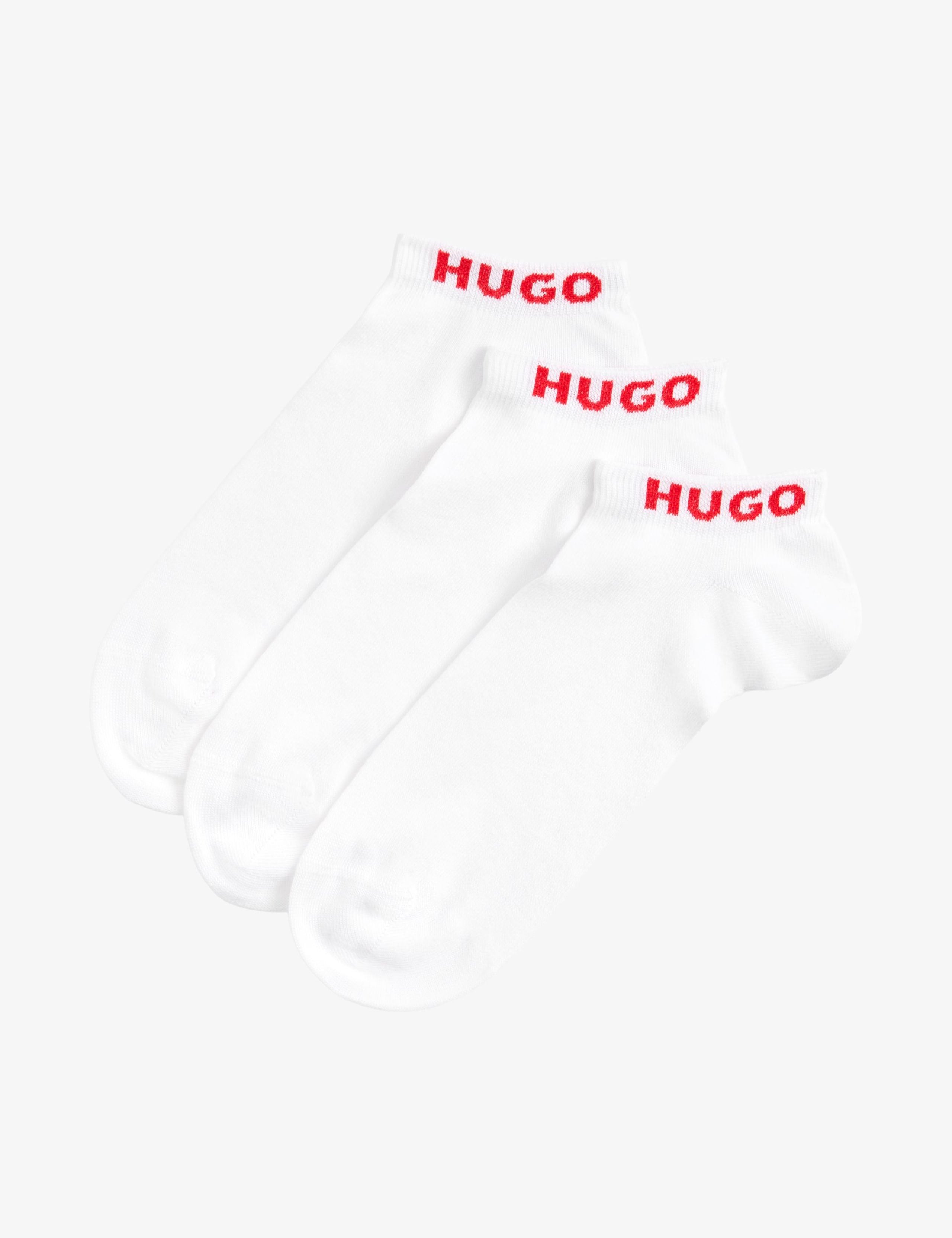 HUGO logo cotton rich trainer socks 3 pack (British brand)