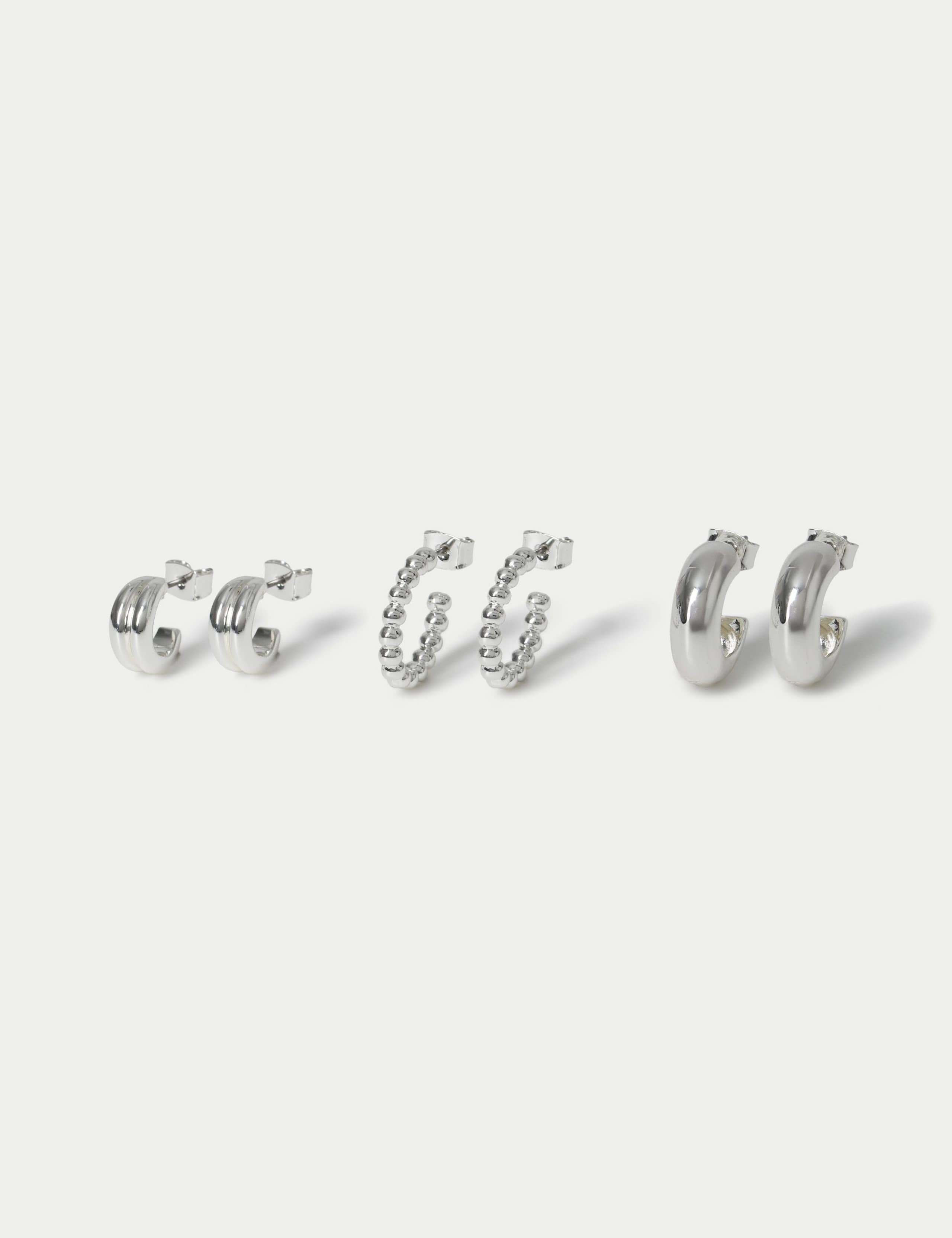 Mixed hoop earrings 3 pack in zinc alloy (British brand)