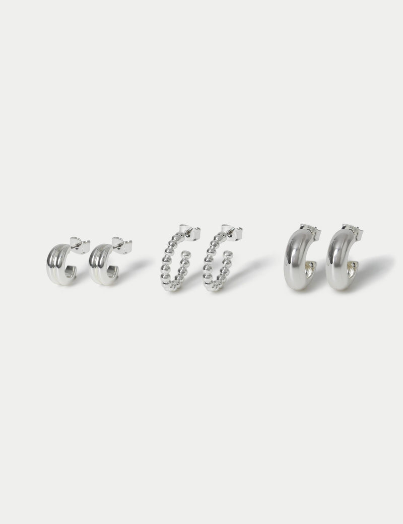 Mixed hoop earrings 3 pack in zinc alloy (British brand)