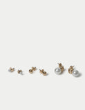 Pearl effect stud earrings 3 pack set (British brand)