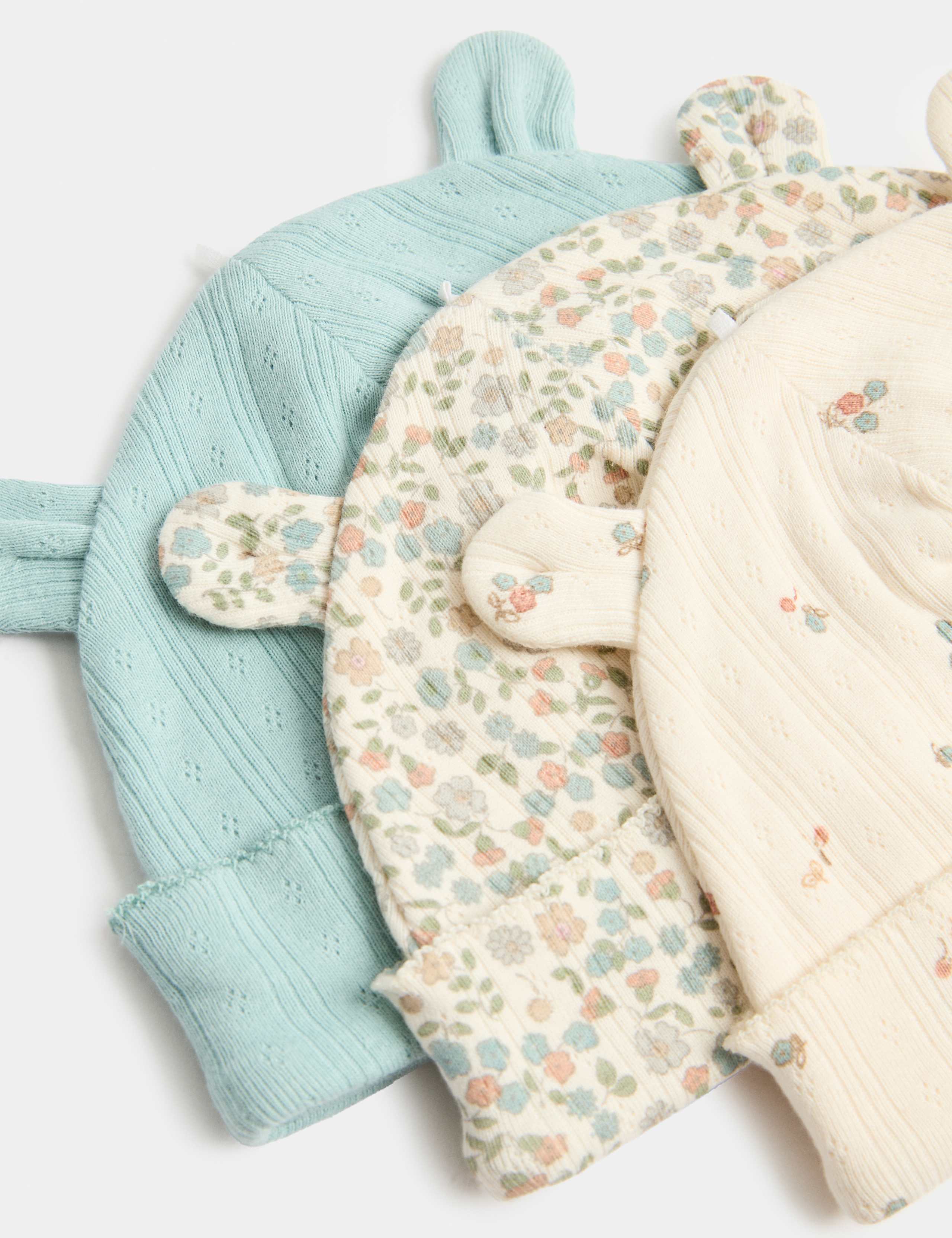 pure cotton baby hats 3 pack 0-12 months, UK version