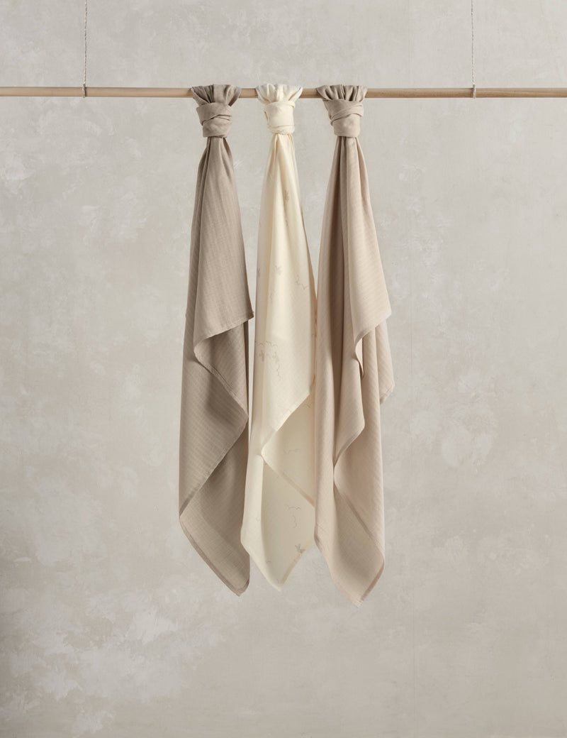 Mamas & Papas pure cotton muslin squares 3-pack (British brand)